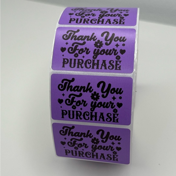 Thank you for your purchase purple sticker | Shipping supplies labels NeW - Picture 3 of 8